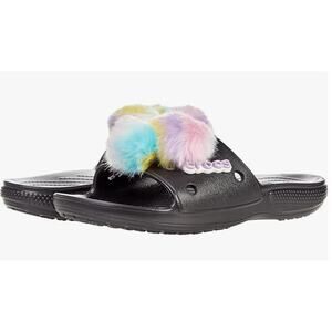 Crocs  Women's Classic Fur Sure Slide Sandals , 7 Women